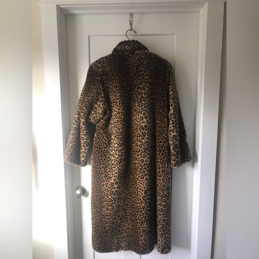 Marvin Richards Faux Fur Full Length Animal Print Coat